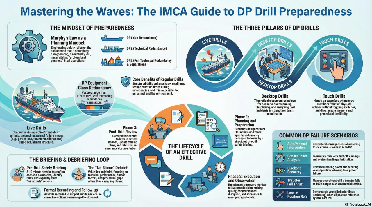 The IMCA guide to DP drill preparedness — the three pillars, the drill lifecycle and common failure scenarios